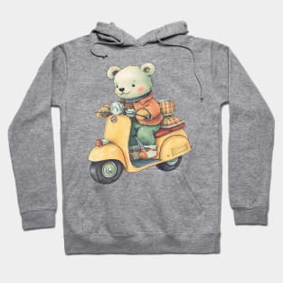 A cute teddy bear riding scooter bike Hoodie